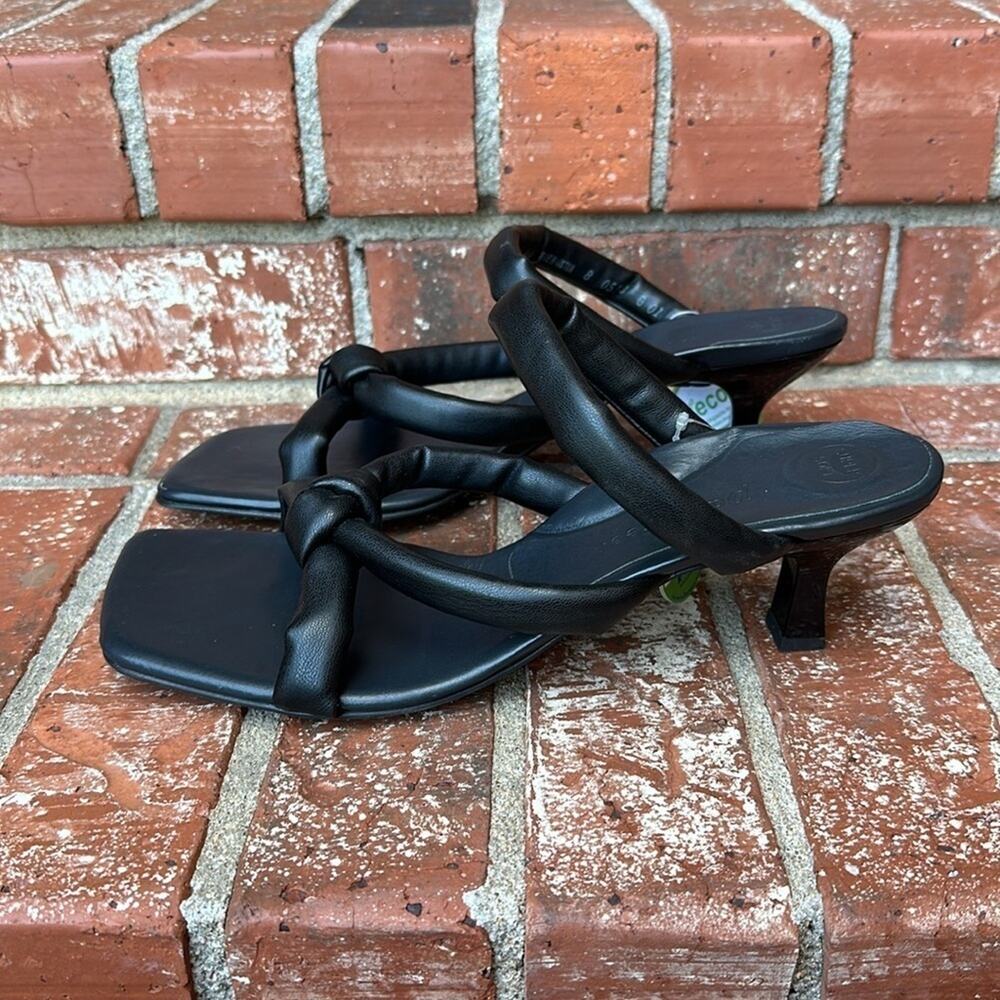 Paul Green Leah Black Vegan Nappa Strappy Kitten Heel Sandal Women's Size 8 - Picture 3 of 9